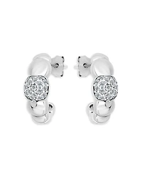 Aqua Pave Croissant Half Hoop Earrings