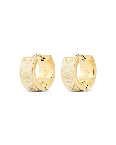 Tory Burch Small Double T Monogram Hoop Earrings