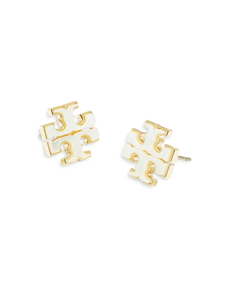 Kira Mother Of Pearl Double T Stud Earrings in Gold Tone