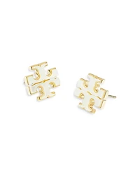 Kira Mother Of Pearl Double T Stud Earrings in Gold Tone