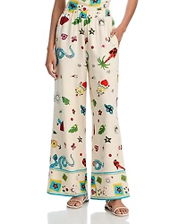 Aqua Border Print Mixed Wide Leg Pants - Exclusive