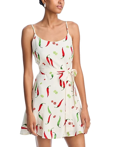 Aqua Printed Tie Waist Mini Dress - Exclusive