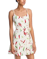 Aqua Printed Tie Waist Mini Dress - Exclusive