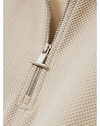 Albany Regular Fit Textured Quarter Zip Polo Shirt