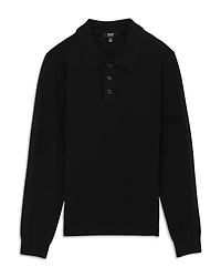Kingsley Regular Fit Textured Long Sleeve Wool Polo