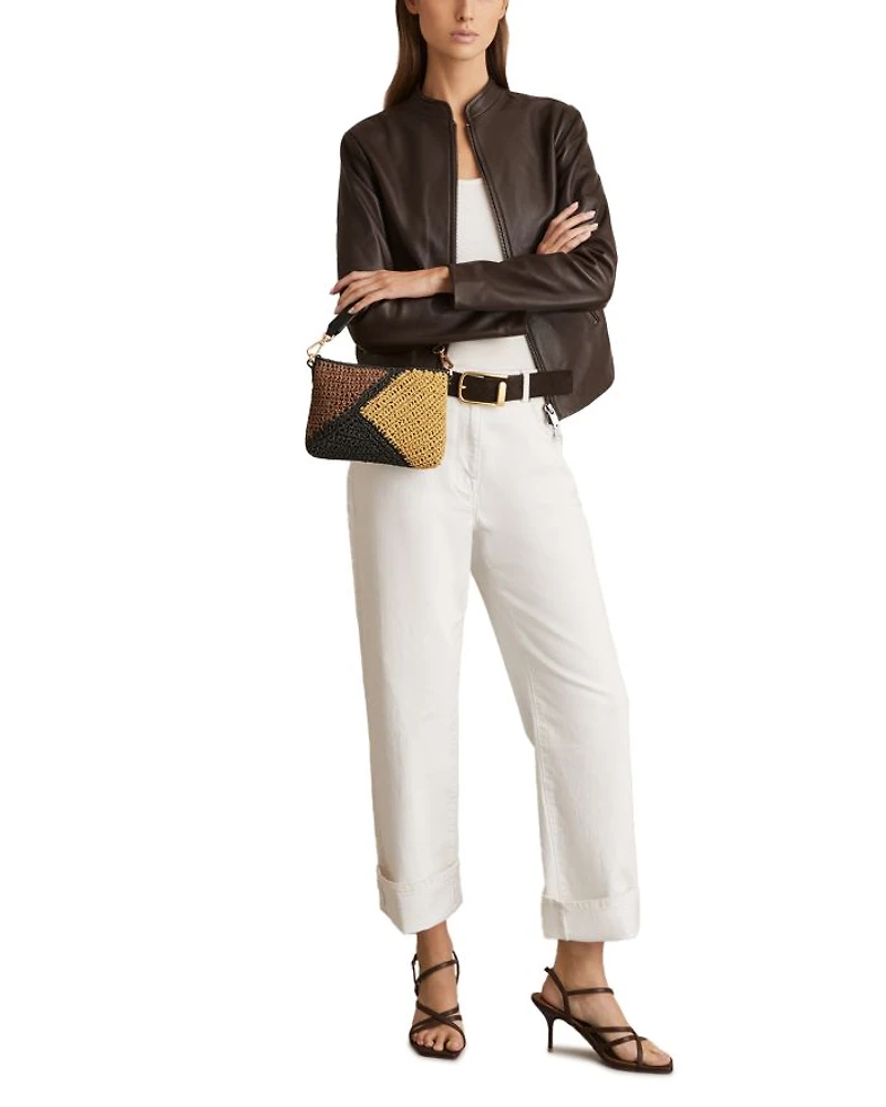 Faith Color Block Raffia Crossbody
