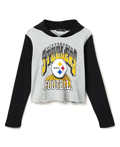 Junk Food Clothing Women's Nfl Pittsburgh Steelers Block Crop Hoodie