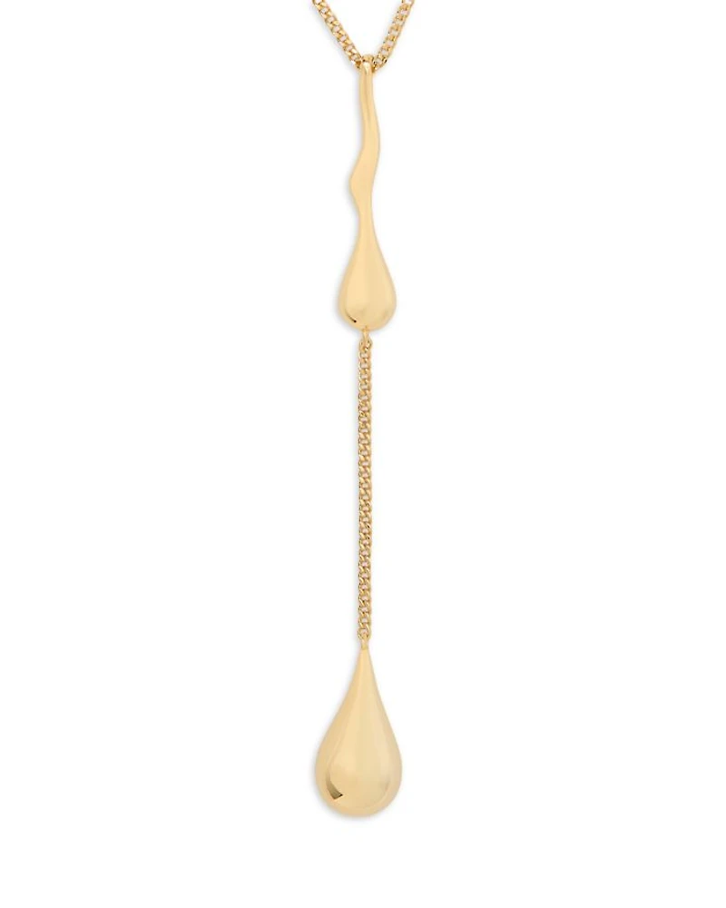 Molten Lariat Necklace in Gold Tone