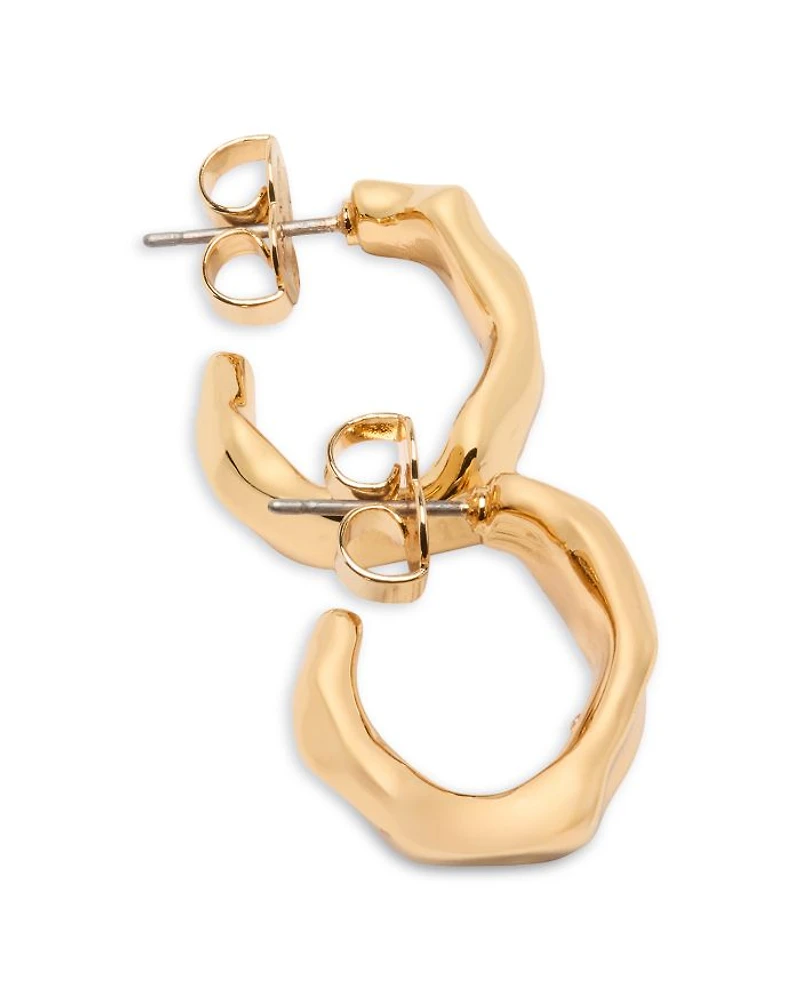 Molten Hoop Earrings in Gold Tone
