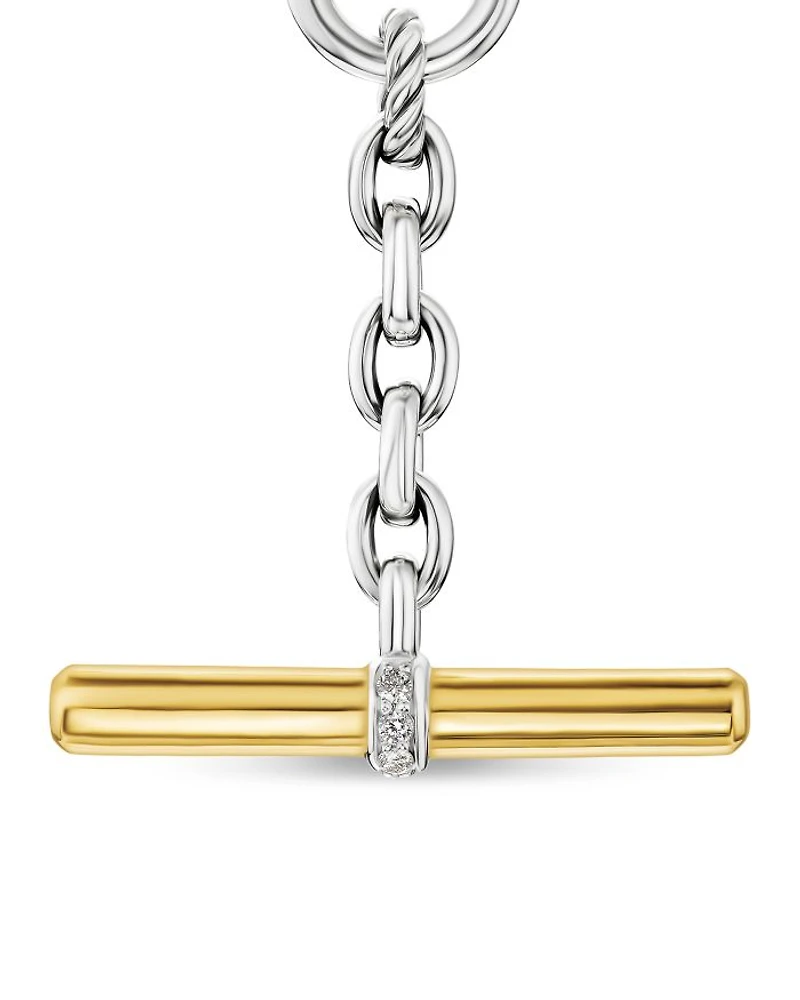 Mercer Petite Toggle Chain Necklace Sterling Silver and 18K Yellow Gold with Diamonds, 4.5mm
