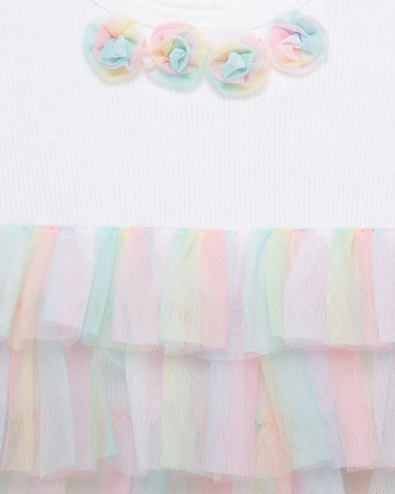 Girls' Rainbow Tulle Bodysuit & Headband Set - Baby