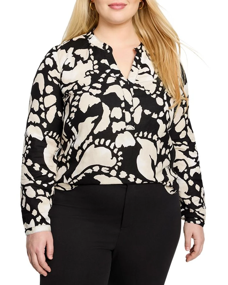 Plus Evening Petal Long Sleeve Blouse