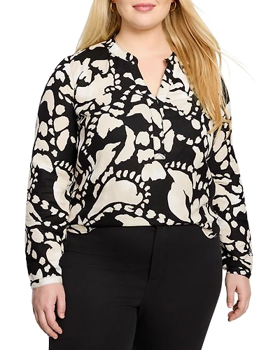 Plus Evening Petal Long Sleeve Blouse
