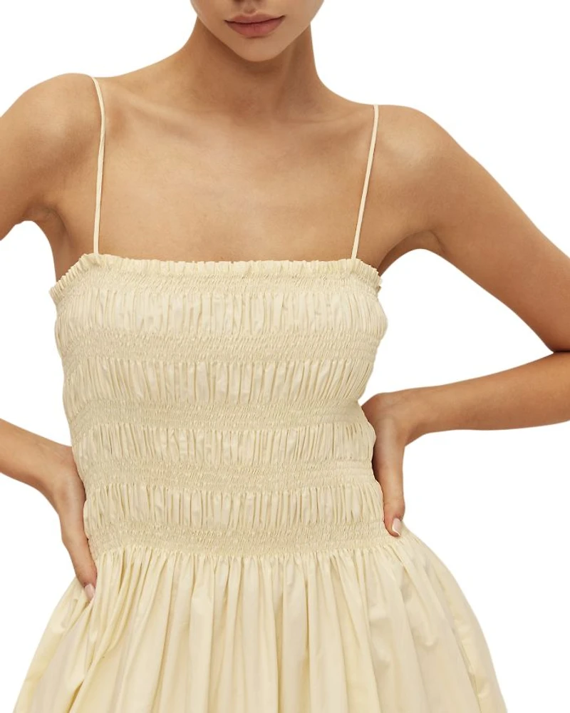 Vivian Poplin Smocked Yellow Dress