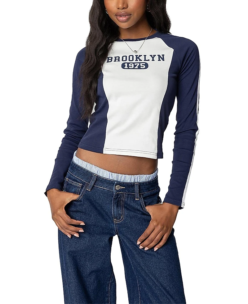 Edikted Brooklyn Raglan Long Sleeve T Shirt