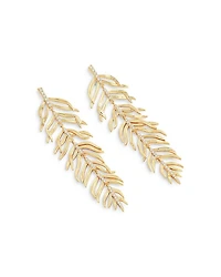 Pavé Palm Leaf Linear Drop Earrings in 18K Gold Plated
