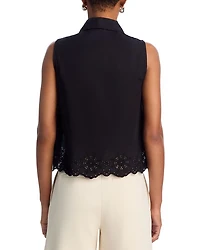 Eyelet Trim Sleeveless Shirt - Exclusive