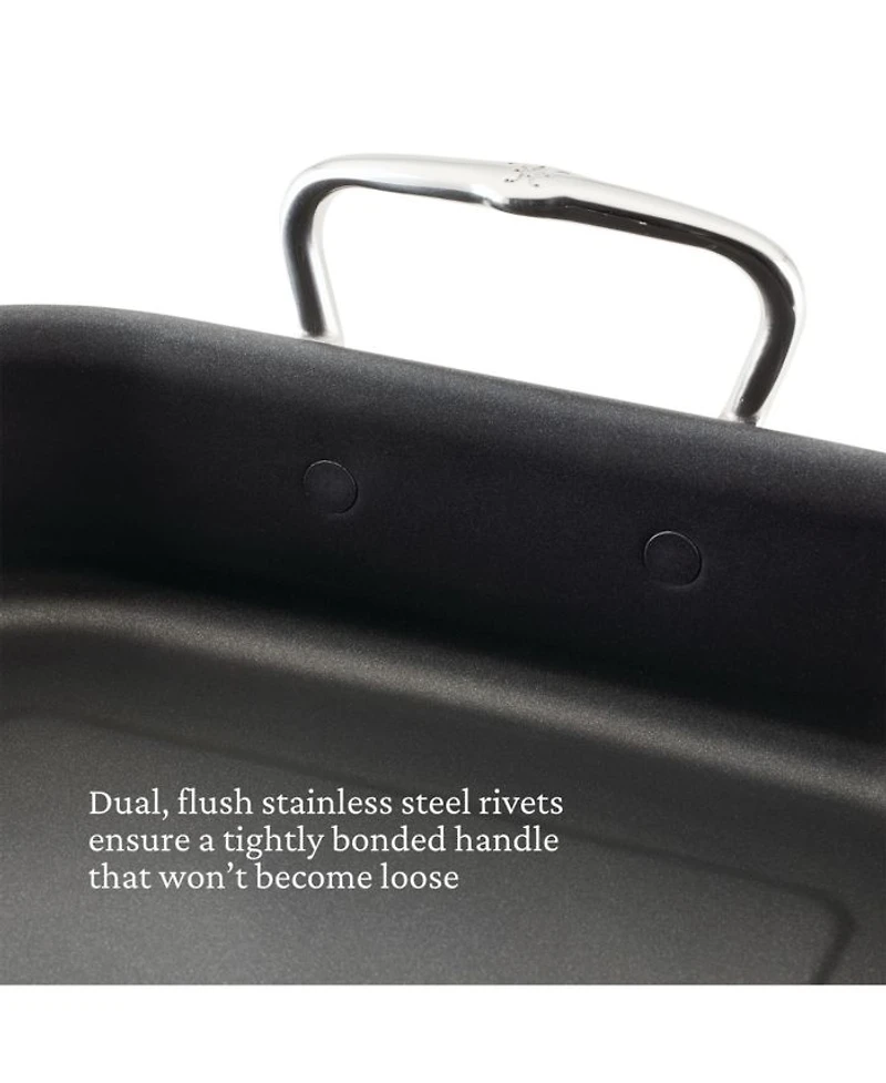 Provisions 14.5-Inch Clad Stainless Steel Nonstick Roaster with Rack, Small