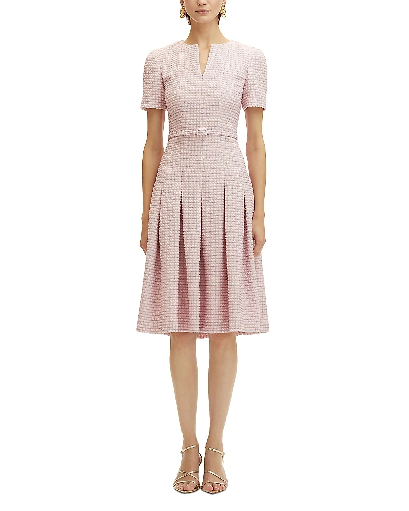 Oscar de La Renta Lurex Belted Tweed Dress