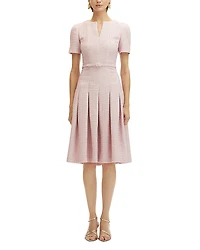 Oscar de La Renta Lurex Belted Tweed Dress