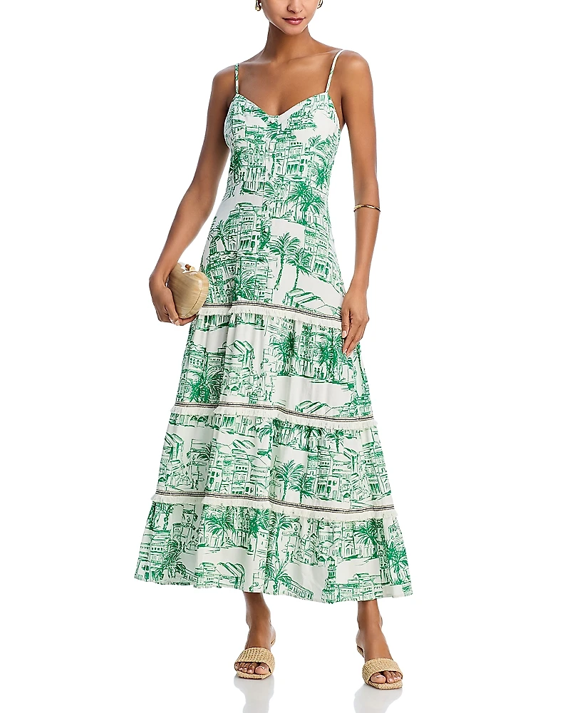 Aqua City Palm Scenic Print Dress - Exclusive
