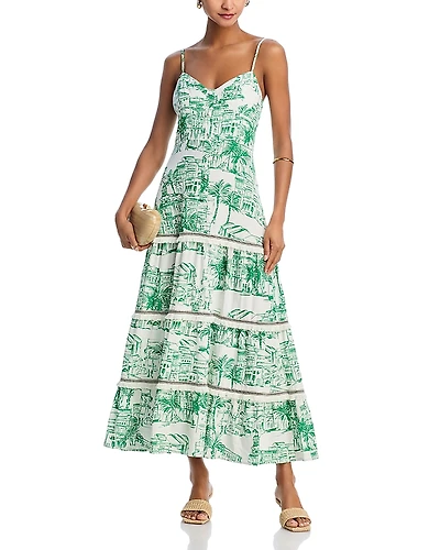 Aqua City Palm Scenic Print Dress - Exclusive