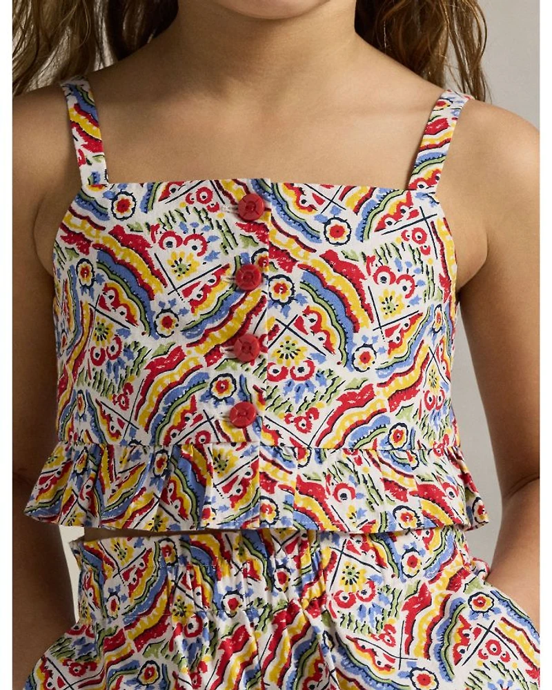 Girls' Riviera Print Cotton Top & Short Set - Little Kid