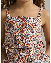Girls' Riviera Print Cotton Top & Short Set - Little Kid