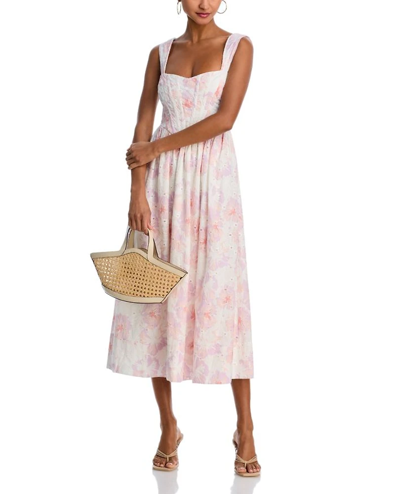 Eyelet Bustier Midi Dress - Exclusive