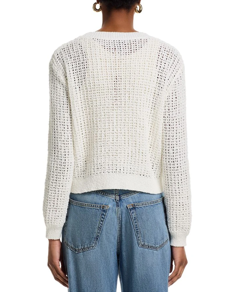 Open Stitch Crochet Rosette Cardigan Sweater - Exclusive