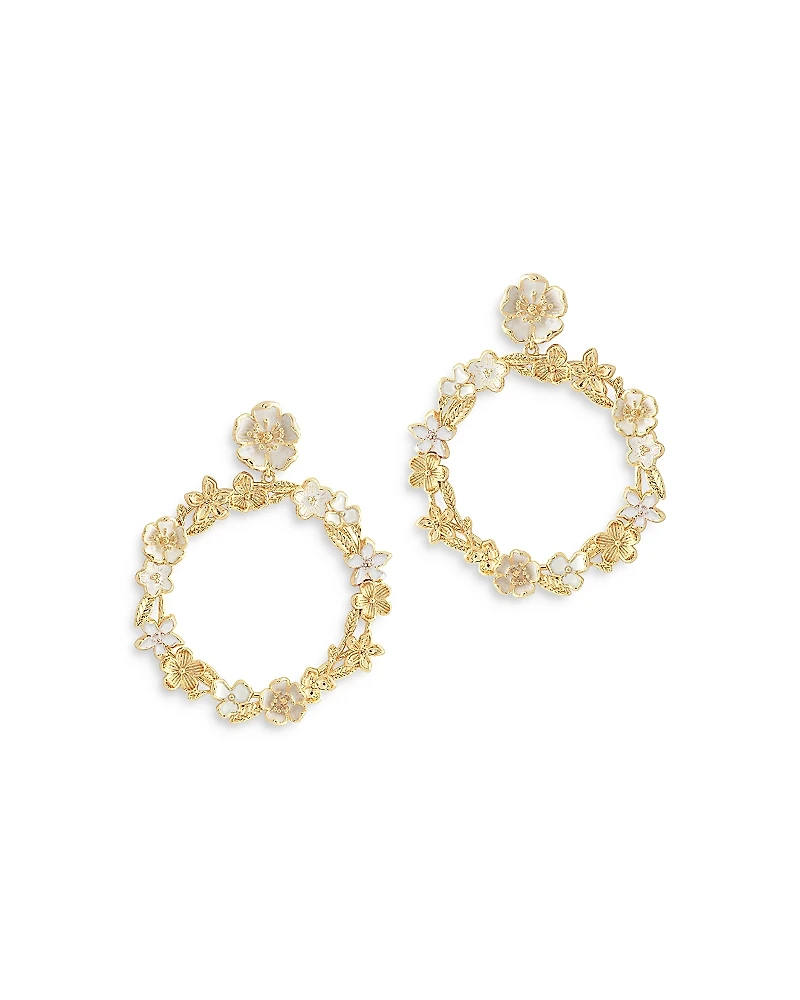 Anabel Aram Bloom Gathered Drop Hoop Earrings