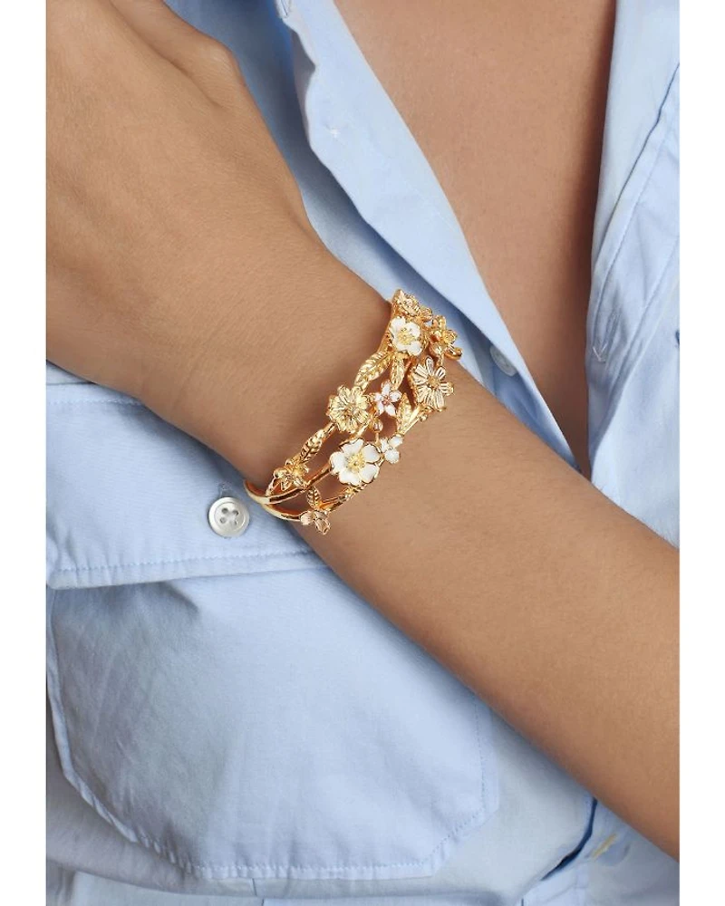 Bloom Triple Row Cuff Bracelet in 18K Gold Plated - Exclusive