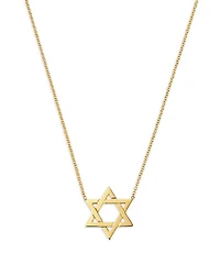 14K Yellow Gold Spiritual Star of David Pendant Necklace, 14-16"
