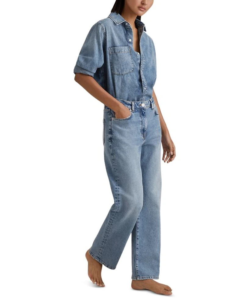 Selin Mid Rise Straight Leg Jeans Light Blue