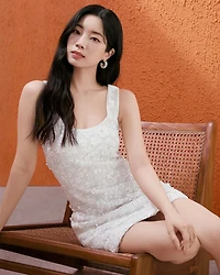 Lace Square Neck Mini Dress