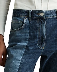 Birch Mid Rise Patch Straight Leg Jeans Blue