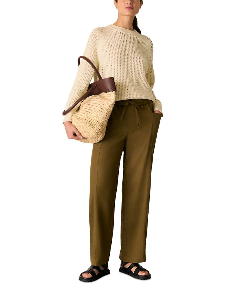 Pointelle Crewneck Knit Sweater