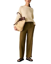 Pointelle Crewneck Knit Sweater
