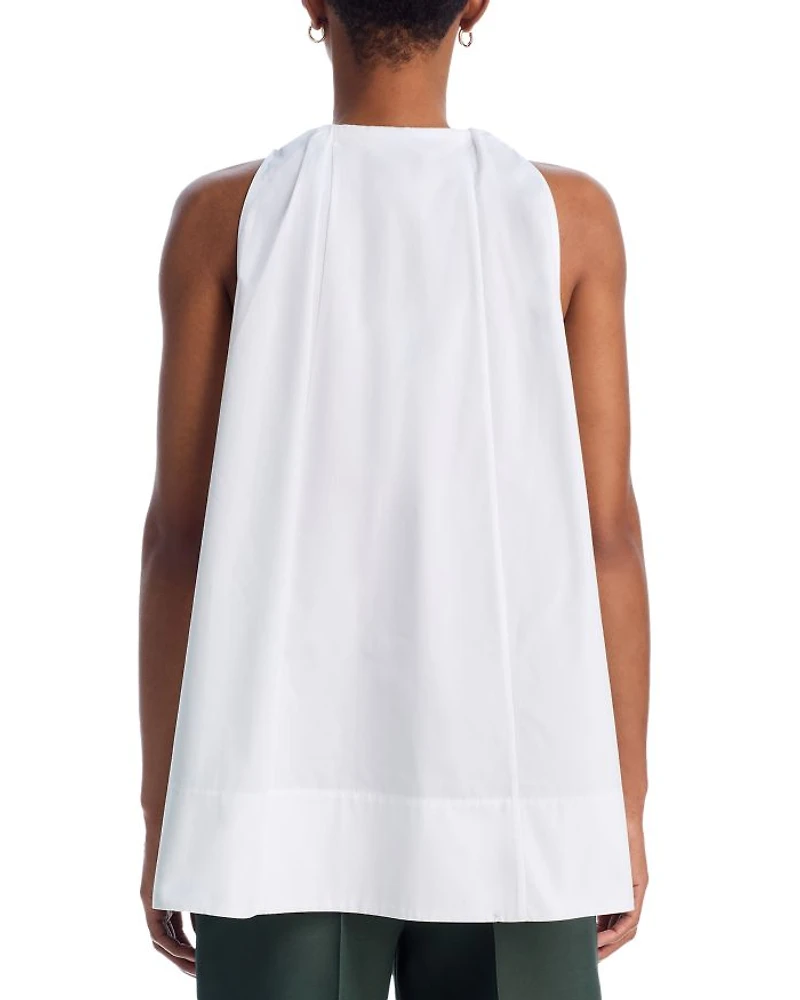 Gathered Cotton Poplin Tunic Top