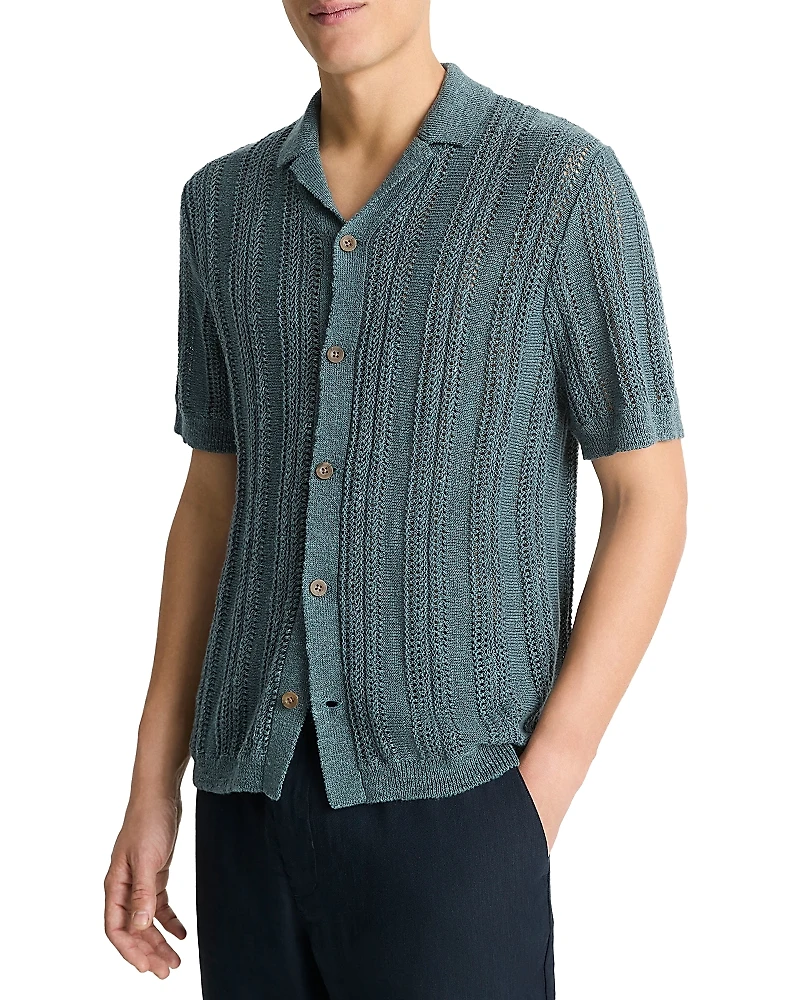 Vince Regular Fit Short Sleeve Knit Cabana Shirt