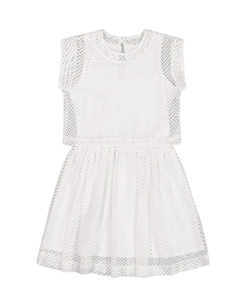 Deux par Girls' Bi-Material Mesh and Organic Cotton Dress - Little Kid