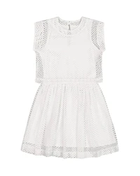Deux par Girls' Bi-Material Mesh and Organic Cotton Dress - Little Kid