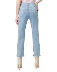 High Rise Ruffle Hem Skimmer Jeans