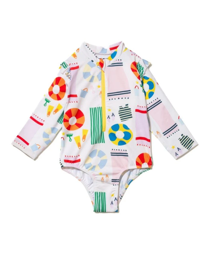 Unisex UPF 50+ Recycled Polyester Beach Zipped Rashguard Onepiece - Baby
