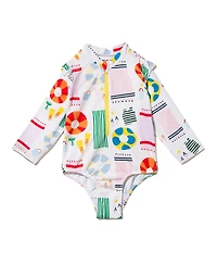 Mon Coeur Unisex Upf 50+ Recycled Polyester Beach Zipped Rashguard Onepiece - Baby