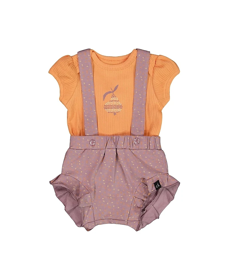 Deux par Girls' Printed Organic Cotton Onesie and Shortall Set - Baby