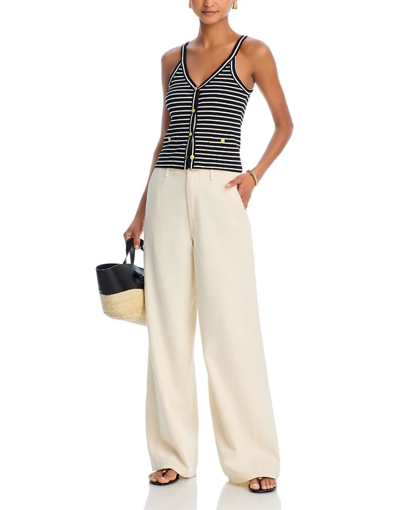 Striped Button Front Tank Top