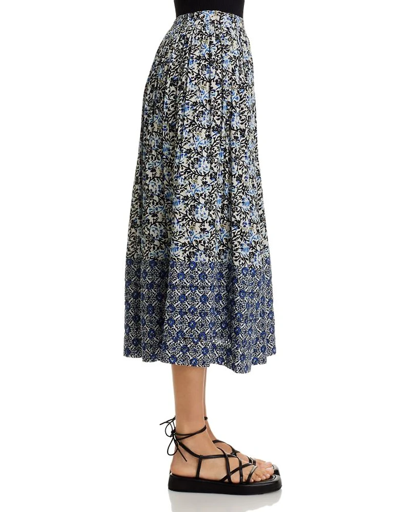 Blue Vine Midi Skirt