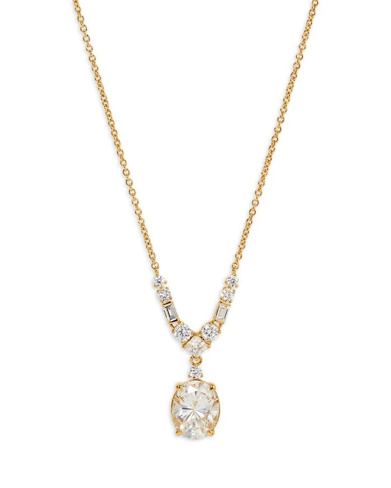 Cubic Zirconia Pendant Necklace in 18K Gold Plated, 16"-18"