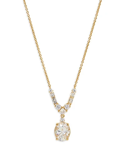 Cubic Zirconia Pendant Necklace in 18K Gold Plated, 16"-18"